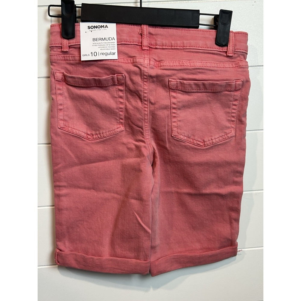 Sonoma Bermuda Shorts Girl's 10 Regular Coral Adjustable Waist NWT - Picture 4 of 8